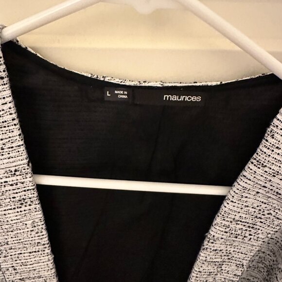 Maurices, Size L, Windowpane Plaid Blazer, White with Black Dots - Picture 3 of 5